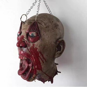 Prop de decor pentru scenă – păpușă cu cap de lanț din fier, stil teror, decorațiune de Halloween (Material: 21119583365)