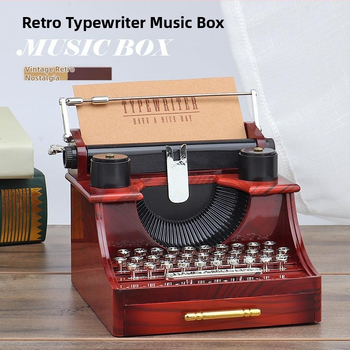 Ретро музикална кутия с пишеща машина – пластмасова, класически стил, бюро-декор с проектор, код 19100959732