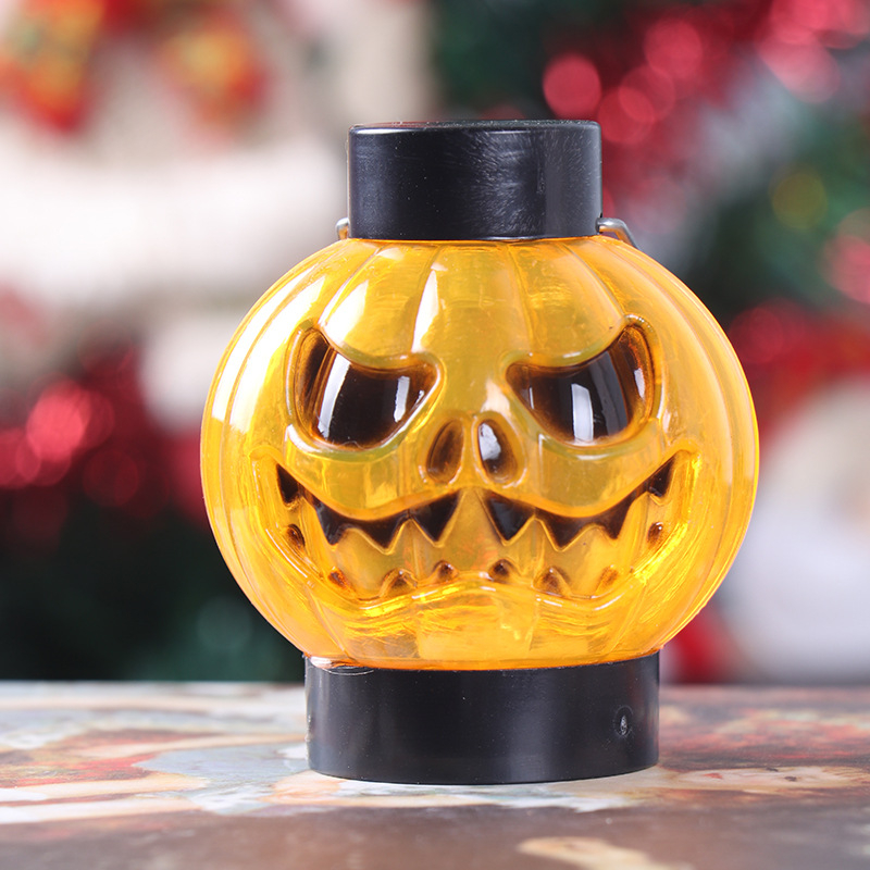 Fenar Halloween cu dovleac cu față expresivă pentru decor bar și birou, iluminat LED, din plastic, proces semi-manual/semi-mecanic