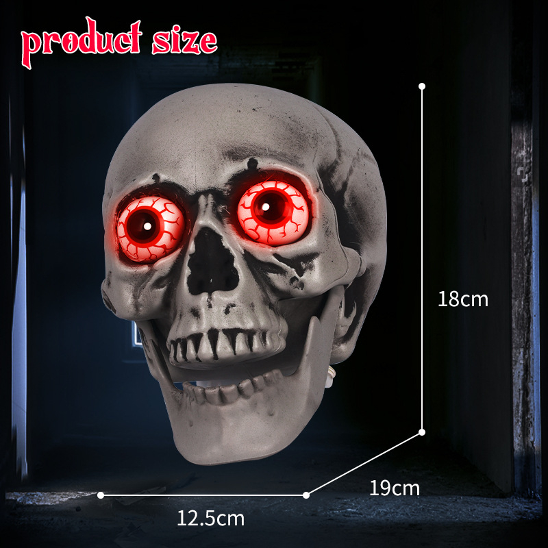 Halloween bar rekvizit – svjetleći lubanja ukras, horor-thriller stil, materijali: plastika i tkanina