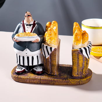 Suport pentru șervețele cu siluetă de bucătar-bar, ornament decorativ european, material: rășină sintetică, stil: modern minimalist, ambalaj: carton