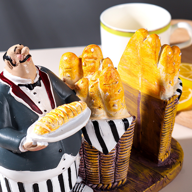 Suport pentru șervețele cu siluetă de bucătar-bar, ornament decorativ european, material: rășină sintetică, stil: modern minimalist, ambalaj: carton