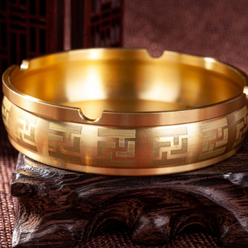 Vastagított sárgaréz hamutartó, kínai stílusú íróasztali dísz