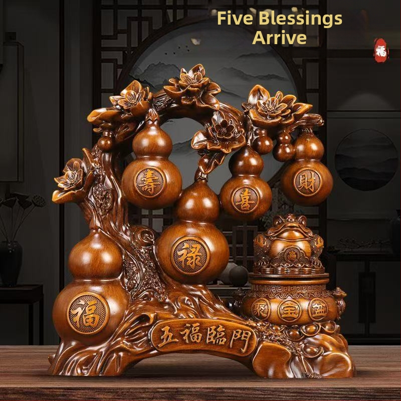 Lei Xinda – Sveķu ķirbja dekors ar zelta žabu, ķīniešu stila, gravēts