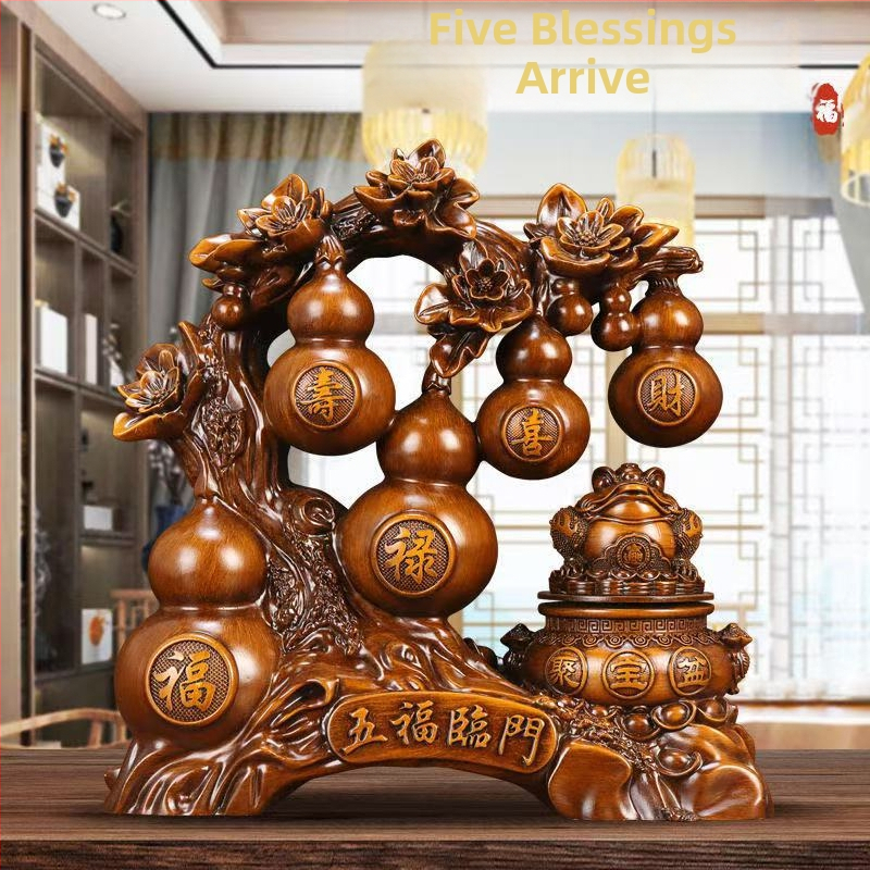 Lei Xinda – Sveķu ķirbja dekors ar zelta žabu, ķīniešu stila, gravēts