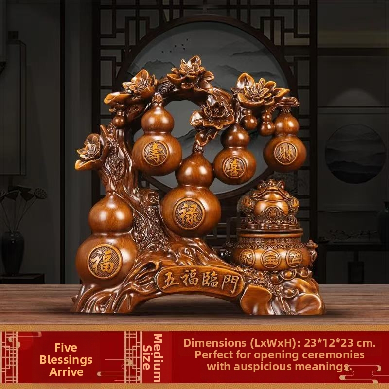 Lei Xinda – Sveķu ķirbja dekors ar zelta žabu, ķīniešu stila, gravēts