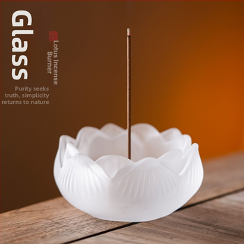 Sklenený držiak na kadidlo s motívom lotosu – vnútorné použitie, nový čínsky štýl, lepená konštrukcia, vhodný ako obchodný dar