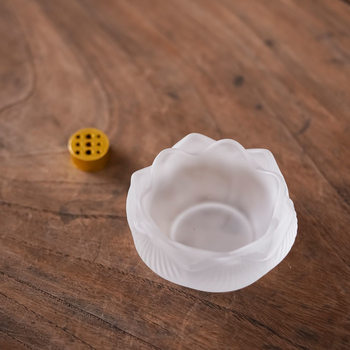 Üvegből készült lótusz illatosító tartó – beltéri használatra, új kínai stílus, ragasztó kivitel, üzleti ajándék