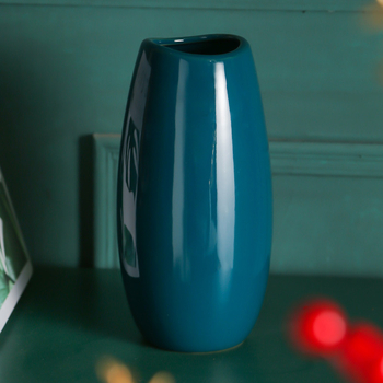 Vază din porțelan ceramic cu finisaj glazurat, stil nordic, formă ovoidală, decor abstract