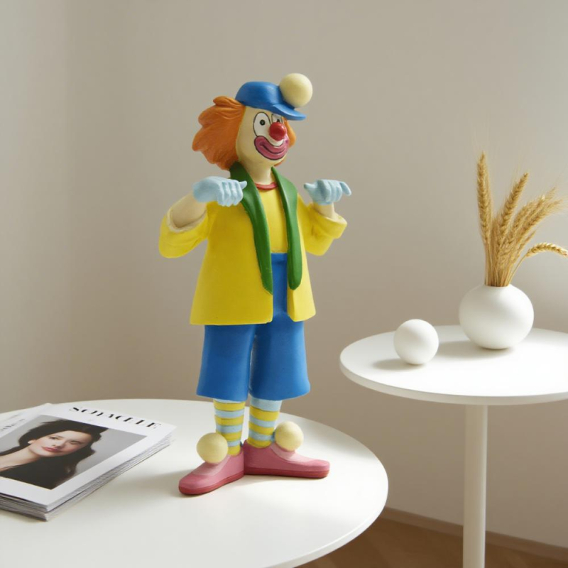 Figura klauna od smole za barsku stolnu ploču - moderni minimalistički stil, pogodna za rođendan ili zabavu.