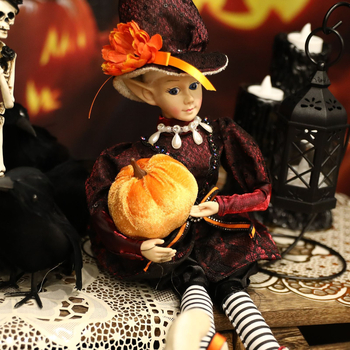 Halloween jelenethez dekorrekvizítumok: elf figurák, szellem, tök és boszorkány — aranyos dekorációk, stílus 20715165351