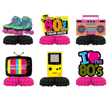 Ornament de birou din hârtie, în stil disco/retro, pentru petrecere de ziua ta (80s-90s) — material: hârtie; utilizare: decor pentru petreceri; ocazii: ziua, petrecere disco, decor bar