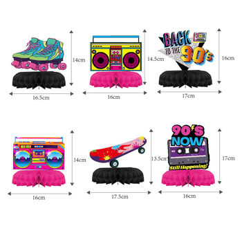 Ornament de birou din hârtie, în stil disco/retro, pentru petrecere de ziua ta (80s-90s) — material: hârtie; utilizare: decor pentru petreceri; ocazii: ziua, petrecere disco, decor bar