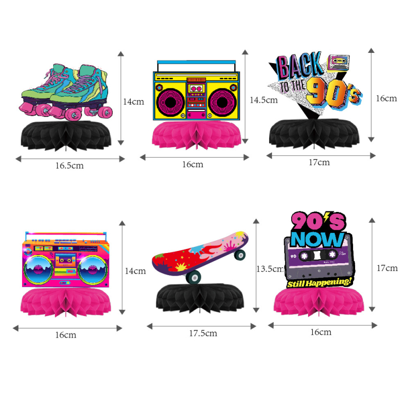 Ornament de birou din hârtie, în stil disco/retro, pentru petrecere de ziua ta (80s-90s) — material: hârtie; utilizare: decor pentru petreceri; ocazii: ziua, petrecere disco, decor bar