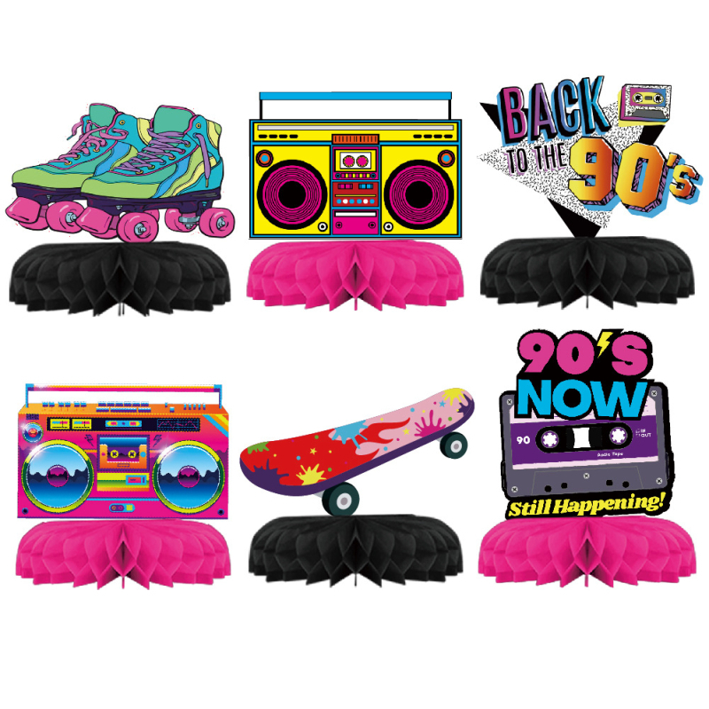 Ornament de birou din hârtie, în stil disco/retro, pentru petrecere de ziua ta (80s-90s) — material: hârtie; utilizare: decor pentru petreceri; ocazii: ziua, petrecere disco, decor bar