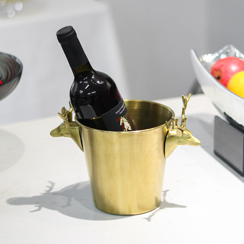 Fém őz fej formájú jégvödör – könnyű luxus, modern művészet stílusú dekoráció, otthonra, bárba, szállodába és lounge-hoz