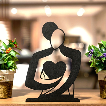Artă de perete geometrică din fier: cuplu îmbrățișat, decor pentru casă, cafenea, bar sau hotel