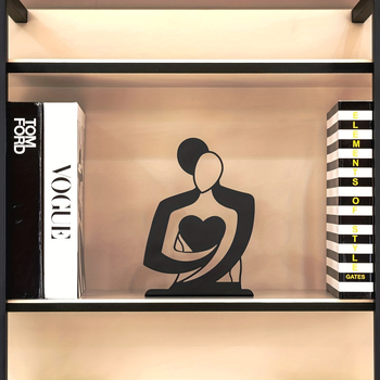 Artă de perete geometrică din fier: cuplu îmbrățișat, decor pentru casă, cafenea, bar sau hotel