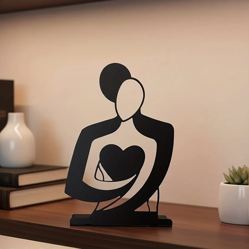 Artă de perete geometrică din fier: cuplu îmbrățișat, decor pentru casă, cafenea, bar sau hotel