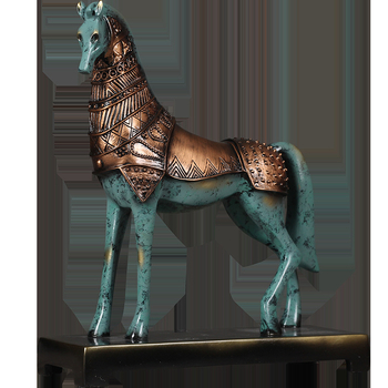 Ornament cal din rășină cu aspect bronz pentru decor de acasă, vilă și bar