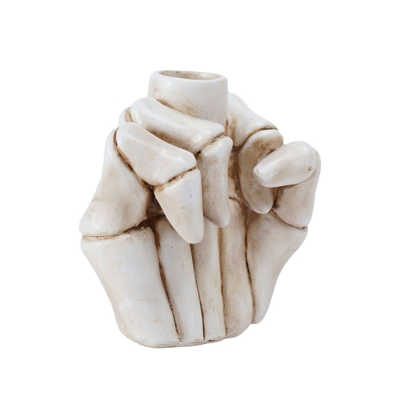 Свещник с жест среден пръст – абстрактна скулптура от синтетична смола, модерен арт стил, полуръчна и полумеханична изработка