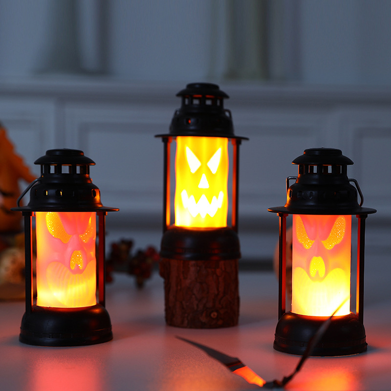 Prop de Halloween: lampă cu kerosen în formă de craniu pentru decorarea barului, decor de scenă, ornament iluminat pentru vitrină