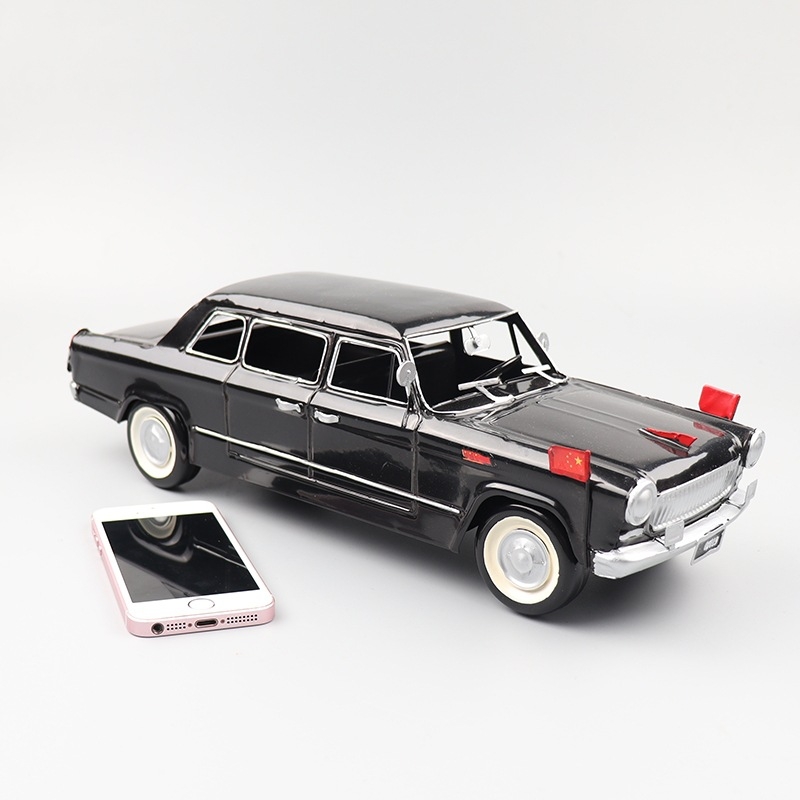 Ornament model de mașină Red Flag Cabriolet, lucrat manual de Tang sect handicrafts, din tablă de tin, decor pentru casă, stil clasic