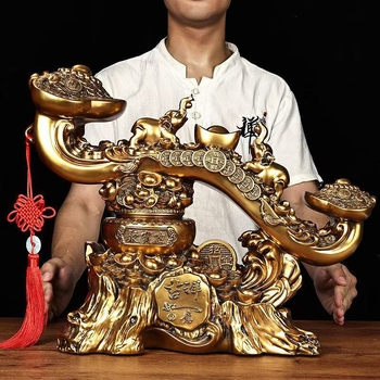 Pāris laimīgu ziloņu figūriņas ar bagātības ragu, rezīns, ķīniešu stils, gravējums, Lei xinda