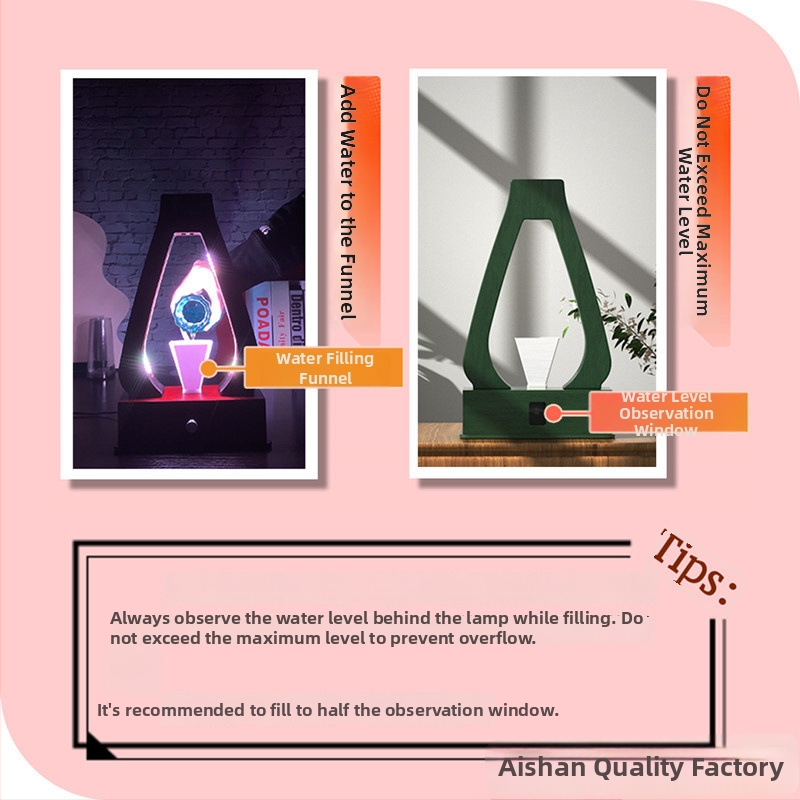 Drvena Aquarius anti-gravitacijska vodena svjetiljka, graviranje, jednostavan moderan stil