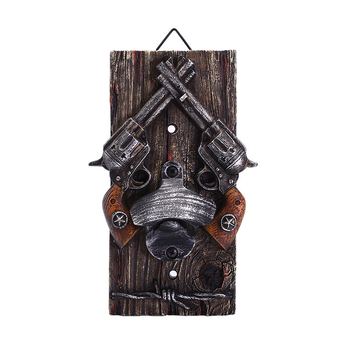 Üvegnyitó - Kétpisztoly formájú, gyanta, rajzfilm-stílusú dekoráció otthoni bárhoz (Anyag: Gyanta; Stílus: Rajzfilm; Téma: Fegyverek; Alkalmazás: Dekoráció)