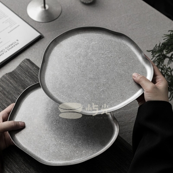 Δίσκος από ανοξείδωτο χάλυβα 304 με ασύμμετρο άκρο, ρετρό πολυτελής δίσκος για σνακ και ξηρούς καρπούς και δίσκος κοσμημάτων