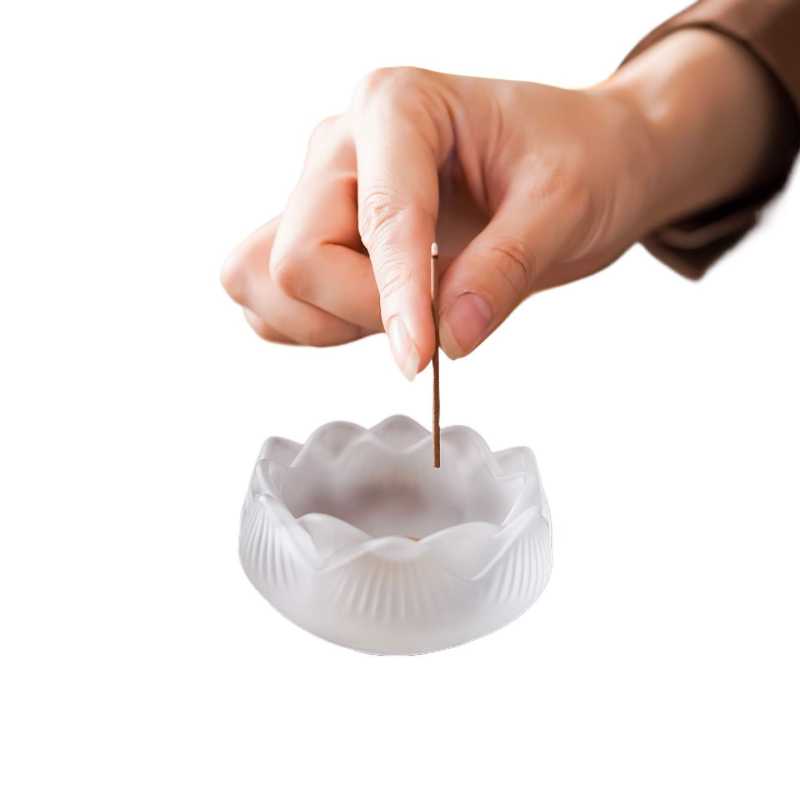 Stikla lotosa smaržu kociņu turētājs, iekšējai izmantošanai, tējas ceremonijas dekors, jauns ķīniešu stils