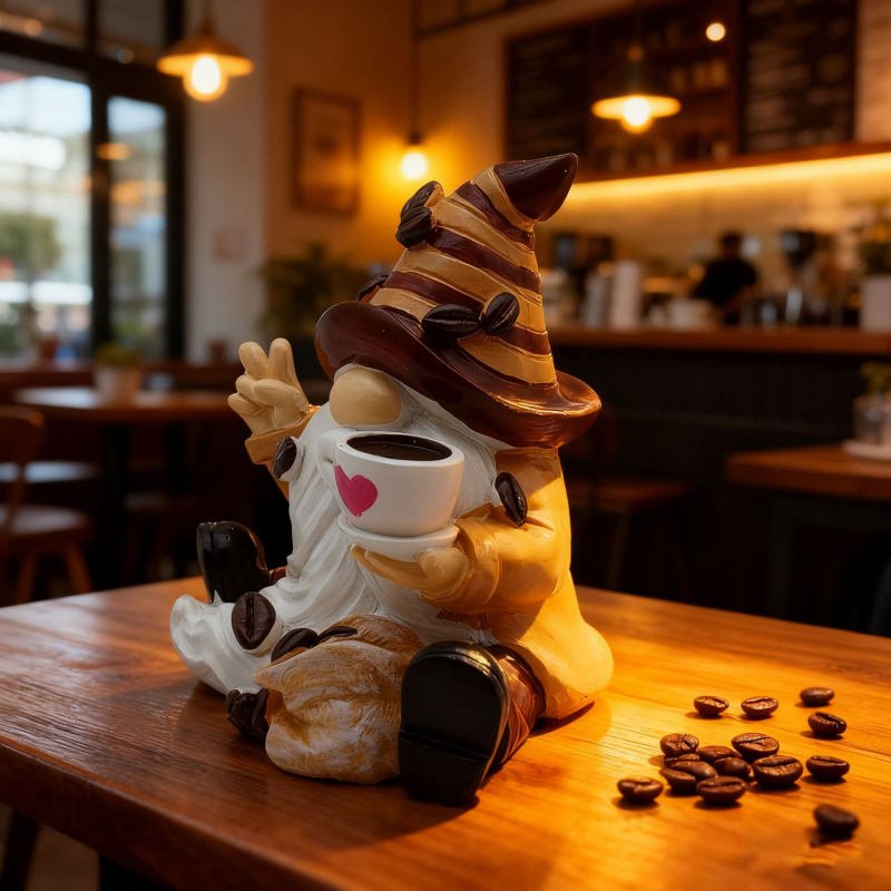 Patuljak figurica ukras za restoran i bar šank, karikaturalna smola figura, šifra proizvoda Q050, materijal: sintetička smola, stil: moderni minimalistički