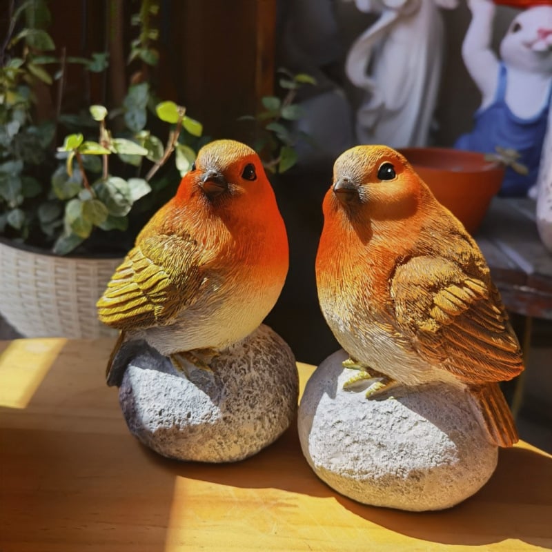 Statuetă de pasăre pe piatră din rășină, pentru decor exterior de grădină, gravată și personalizabilă