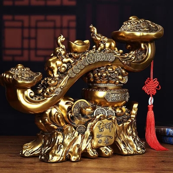 Lei xinda Sveķu pāris Veiksmes ziloņi ar bagātības ragu – Ķīniešu stila gravēta mājas dekorācijai