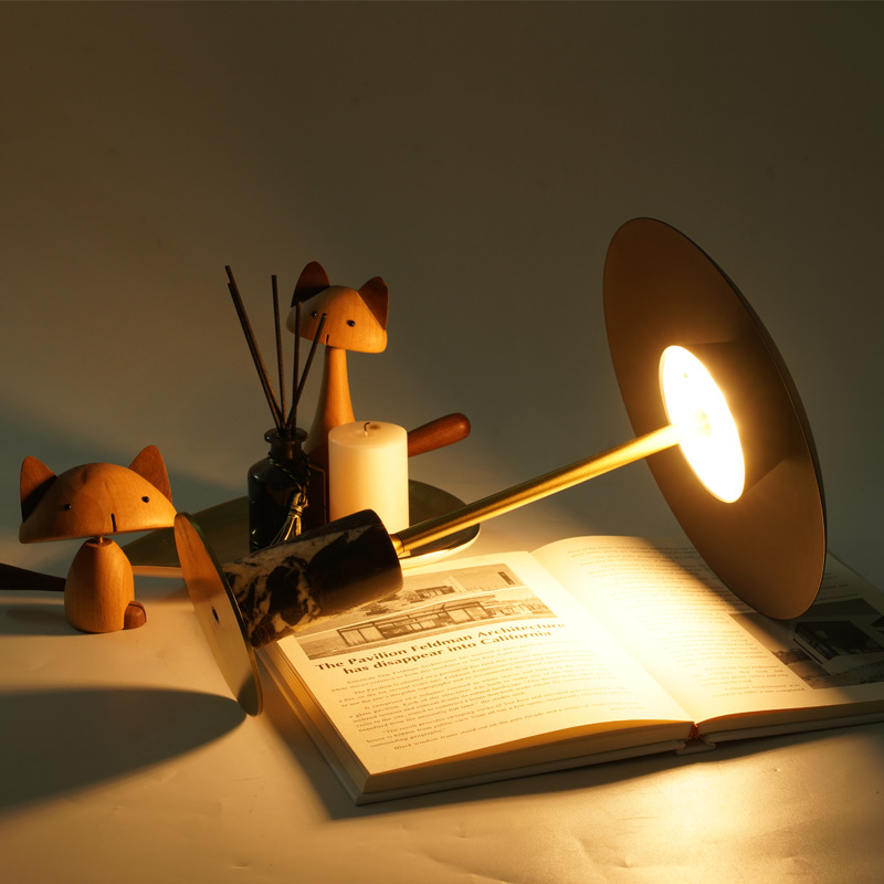 LED φωτιστικό γραφείου από σφυρήλατο σίδερο με διακόπτη αφής, ακρυλική σκιά, νυχτερινό φως με μπαταρία για υπνοδωμάτιο, μελέτη, ξενοδοχείο, καφέ