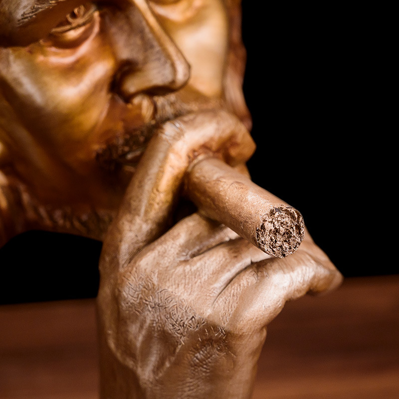 Кубинска пура – медна скулптура с ретро абстрактен стил в китайски дизайн за бар, клуб или домашна декорация | CLA-23HH1 | Подходящ подарък за рожден ден и Коледа