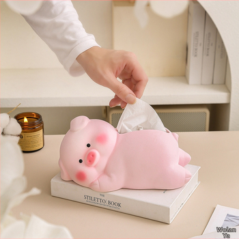 Keramikas dekora dizaina salvetēm ar sāniski guļošu cūciņu – ūdensizturīgs, daudzfunkcionāls, piemērots dzīvojamajai istabai, vannas istabai un birojā