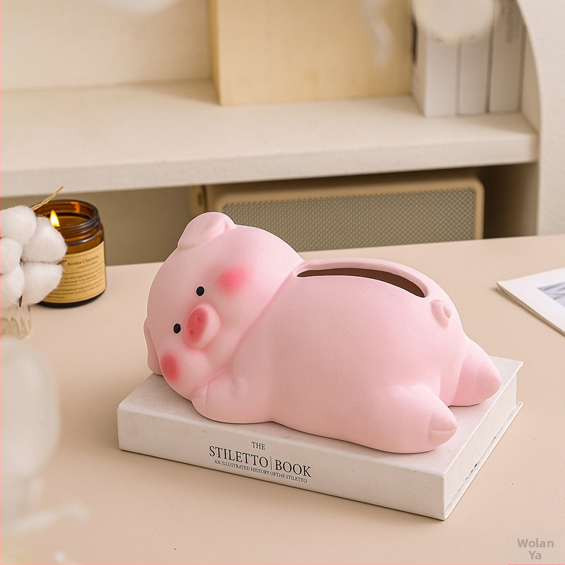 Keramikas dekora dizaina salvetēm ar sāniski guļošu cūciņu – ūdensizturīgs, daudzfunkcionāls, piemērots dzīvojamajai istabai, vannas istabai un birojā