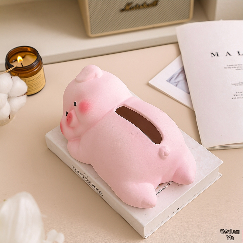 Keramikas dekora dizaina salvetēm ar sāniski guļošu cūciņu – ūdensizturīgs, daudzfunkcionāls, piemērots dzīvojamajai istabai, vannas istabai un birojā