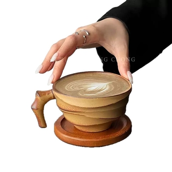 Barx ретро керамична чаша за кафе, неравна форма, устойчива на високи температури, готова за латe арт, възможност за печат на лого