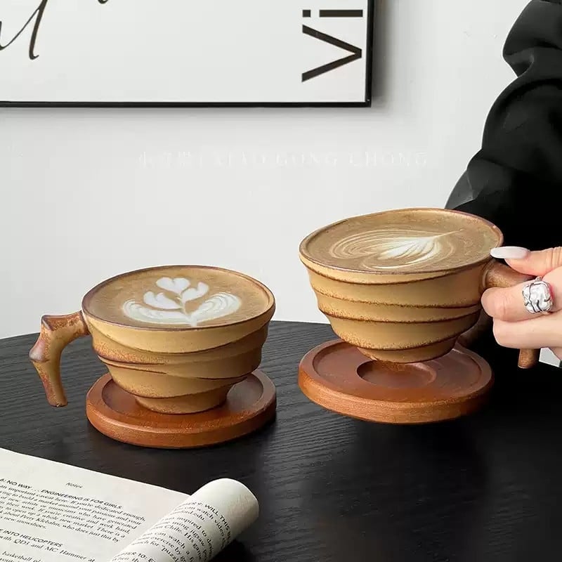 Barx ретро керамична чаша за кафе, неравна форма, устойчива на високи температури, готова за латe арт, възможност за печат на лого