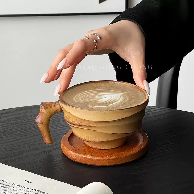 Barx ретро керамична чаша за кафе, неравна форма, устойчива на високи температури, готова за латe арт, възможност за печат на лого