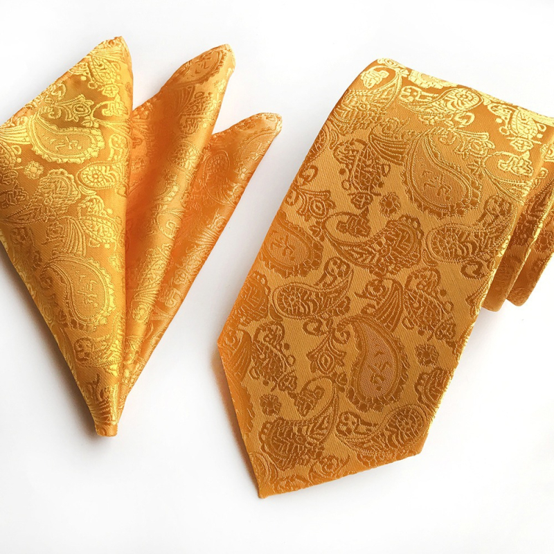 Paisley mintás férfi esküvői nyakkendő készlet zsebkendővel és mandzsetta készlettel; anyag: poliészter; jacquard szövés; nyakkendő szélesség: normál; márka: Qimulan