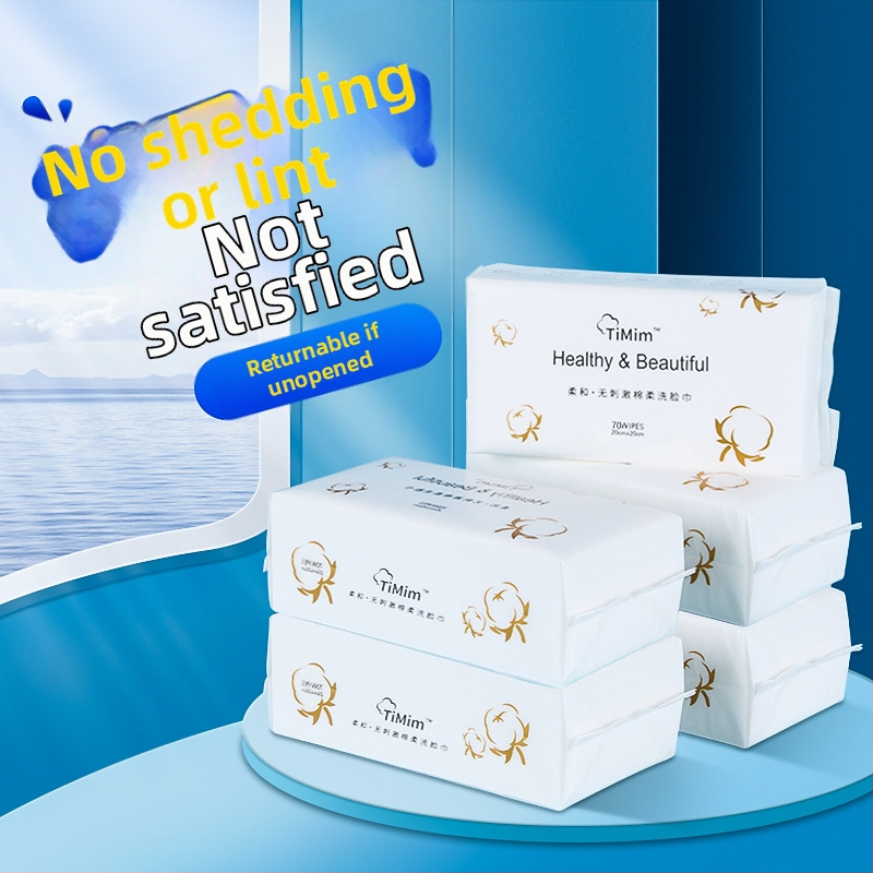 Timim Ühekordsed puuvillased näorätikud, mittekootud, niiske/kuiv meigi eemaldamine, 70 tk pakis