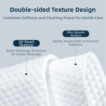 Ühekordne näopuhastuslapp paksu pärlimustriga – materjal: regenereeritud tselluloosi kiud; bränd: Grace/Jie Liya; tootmisprotsess: Muu