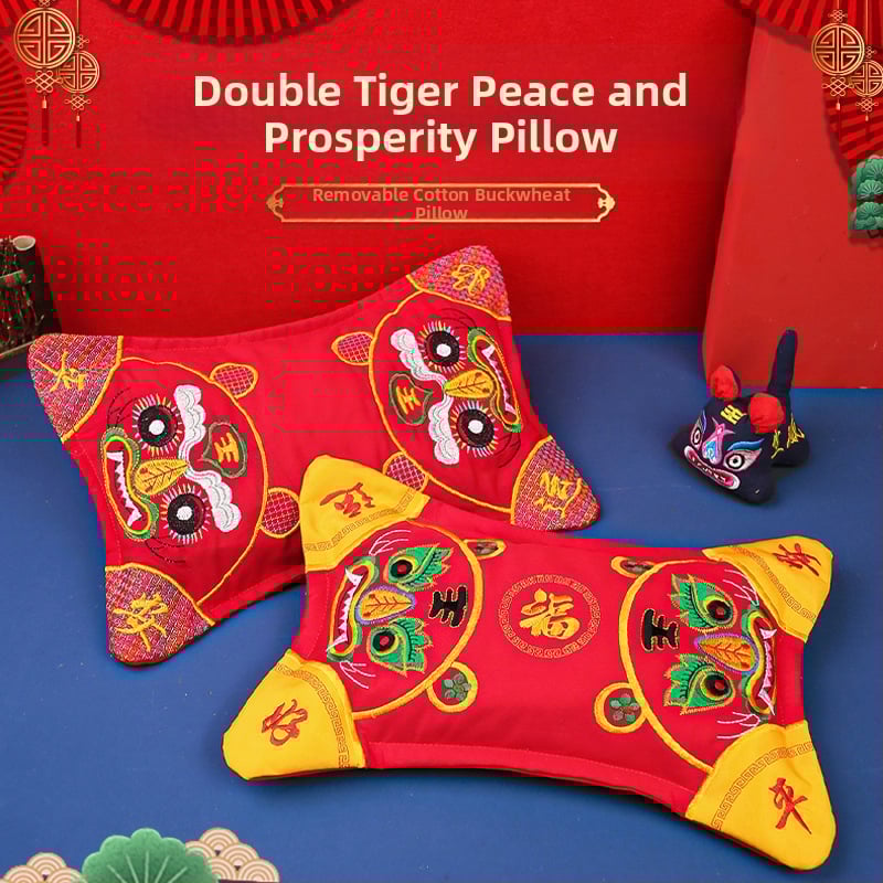 Laste tigra peaga tikitud padi, puuvillane kate, kohandatav, sobib 0–3-aastastele