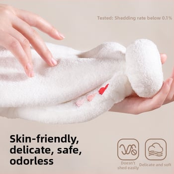 Detská čiapka na sušenie vlasov, koral fleece, vlákno 150d, hmotnosť >200 g (Materiál: coral fleece; Vlákno: 150d; Hmotnosť: >200 g)