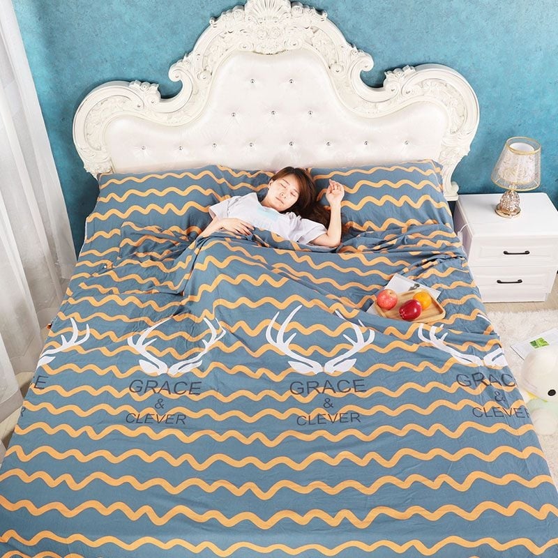 Husă pentru sac de dormit, material poliester-bumbac, pentru hoteluri și călătorii, compatibilă cu sacii de dormit