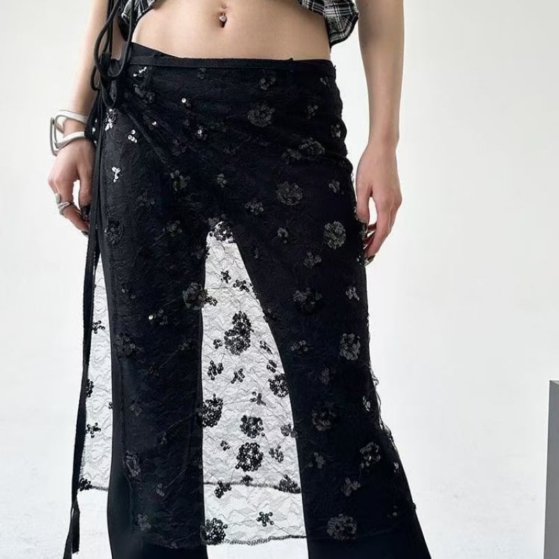 Prozirna mrežasta suknja s cvjetnim dizajnom i šljokicama, dječji stil, platinasti materijal, zima 2022